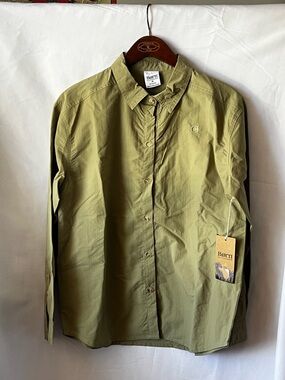 Men's Born Nylon Green Button-Down Hiking, Fishing, Golf Shirt